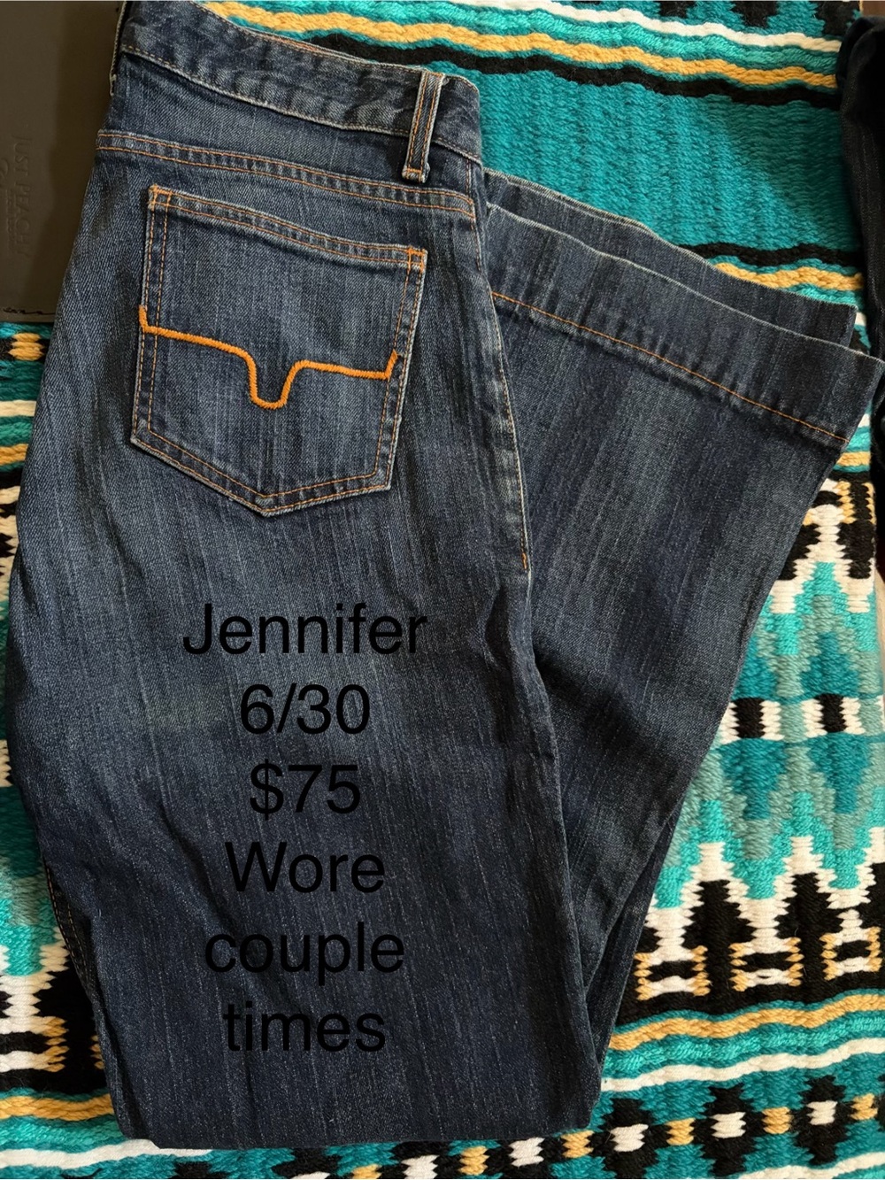 Kimes Ranch Jennifer High Rise Women’s Jeans in Dark Blue with Orange Stitching